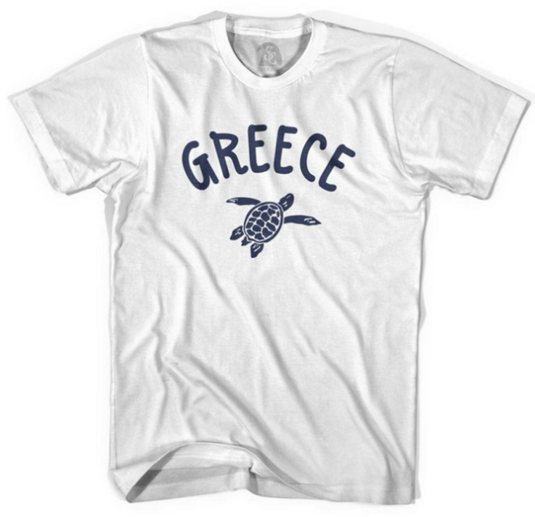 YOUTH MEDIUM- Greece Beach Sea Turtle Youth Cotton T-shirt - White- Final Sale Z9