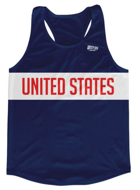 YOUTH LARGE- United States Country Finish Line Running Tank Top Racerback Track and Cross Country Singlet Jersey Made In USA - Royal Blue- Final Sale T2