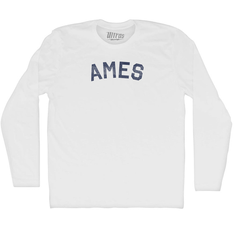Ames Adult Cotton Long Sleeve T-shirt - White