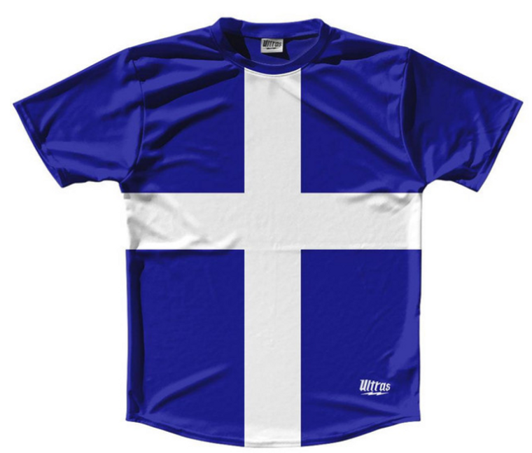 YOUTH SMALL- Finland Country Flag Running Shirt Track Cross Country Performance Top Made In USA - Blue- Final Sale F4
