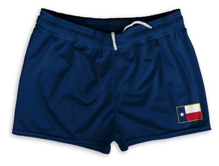 ADULT 2X-LARGE- Texas State Heritage Flag Shorty Short Gym Shorts 2.5" Inseam Made in USA - Blue- Final Sale ZT321