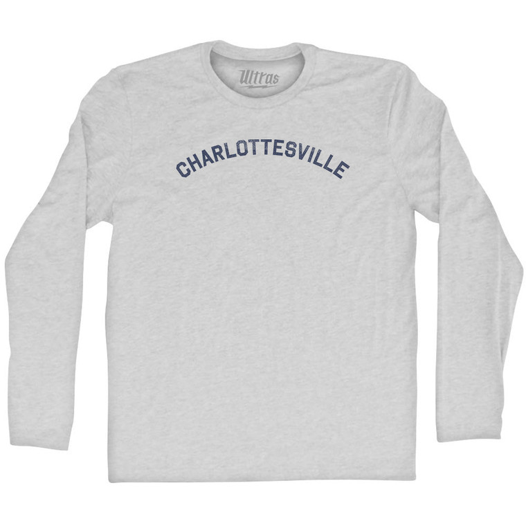 Charlottesville Adult Cotton Long Sleeve T-shirt - Grey Heather