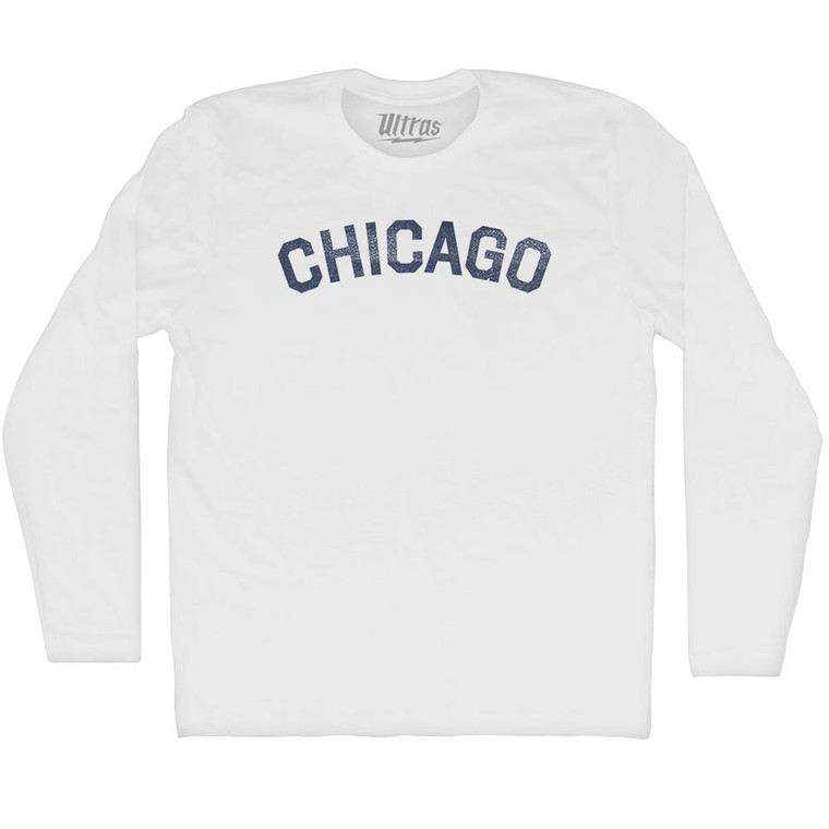 Chicago Adult Cotton Long Sleeve T-shirt - White