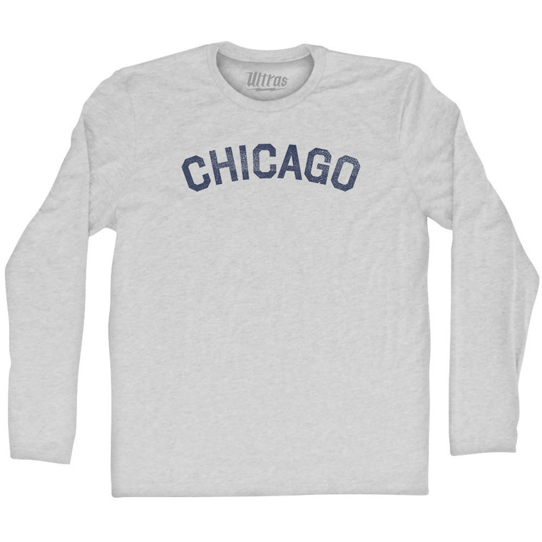 Chicago Adult Cotton Long Sleeve T-shirt - Grey Heather