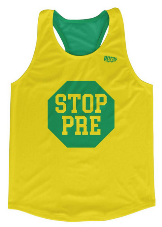 ADULT X-LARGE- Green Stop Pre Running Track & Field Running Cross Country Tank Racerback Top Made In USA - Yellow Green- Final Sale T3