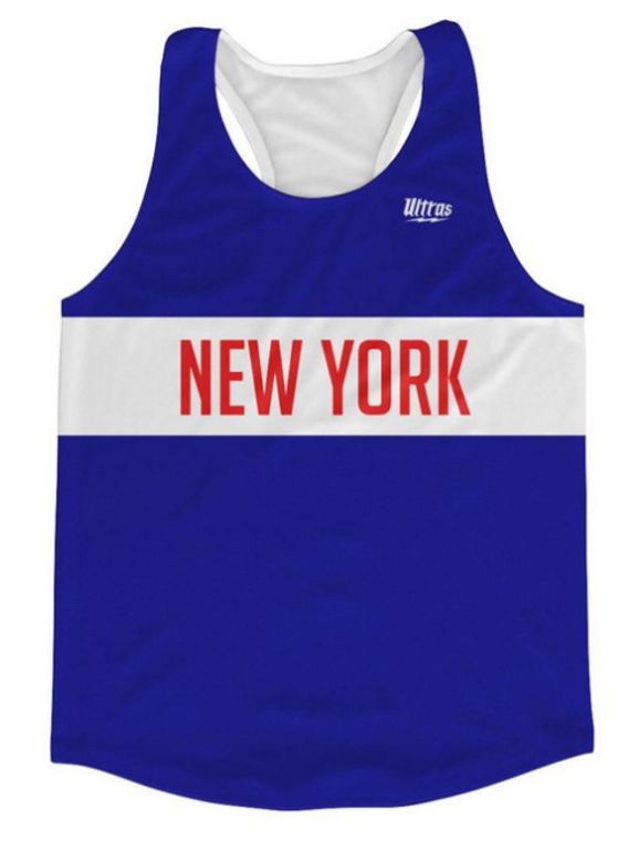 ADULT SMALL- New York Finish Line Running Tank Top Racerback Track and Cross Country Singlet Jersey Made In USA - Royal Blue- Final Sale T3