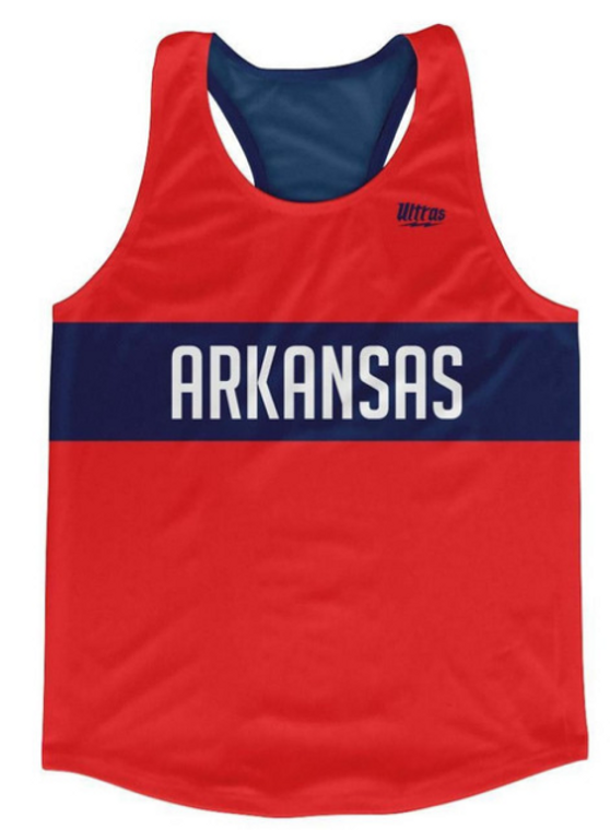 ADULT MEDIUM- Arkansas Finish Line Running Tank Top Racerback Track and Cross Country Singlet Jersey Made In USA - Red- Final Sale T3