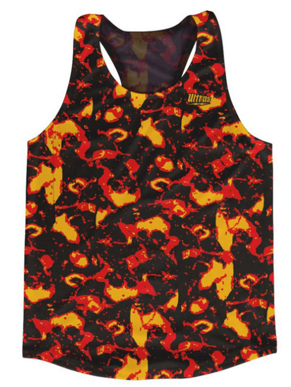 ADULT SMALL- Volcano Lava Running Track and Cross Country Singlet Top Made In USA - Red- Final Sale T3