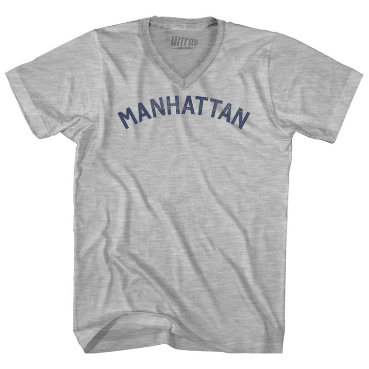 Manhattan Adult Cotton V-neck T-shirt - Grey Heather