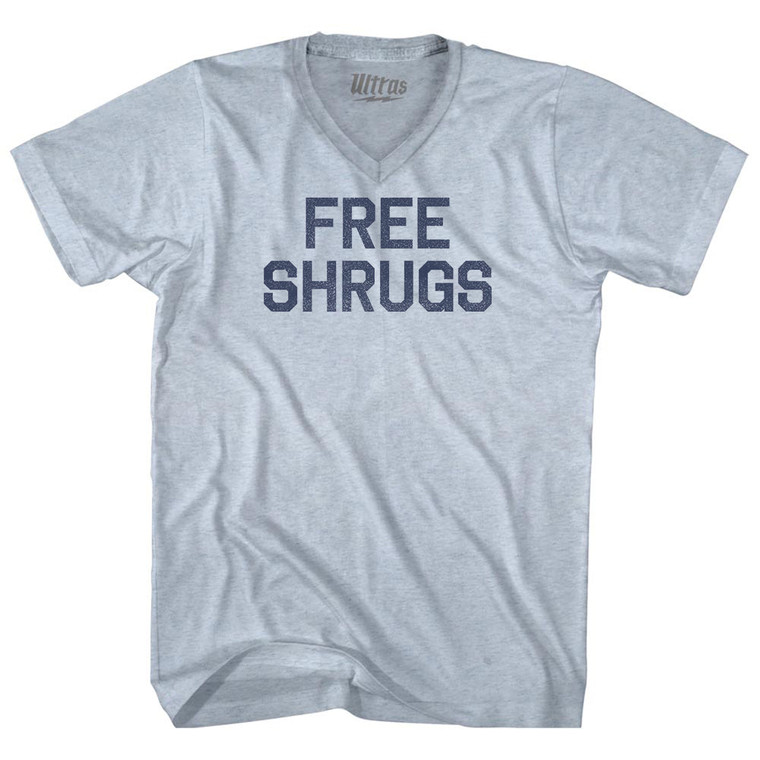 Free Shrugs Adult Tri-Blend V-neck T-shirt - Athletic White