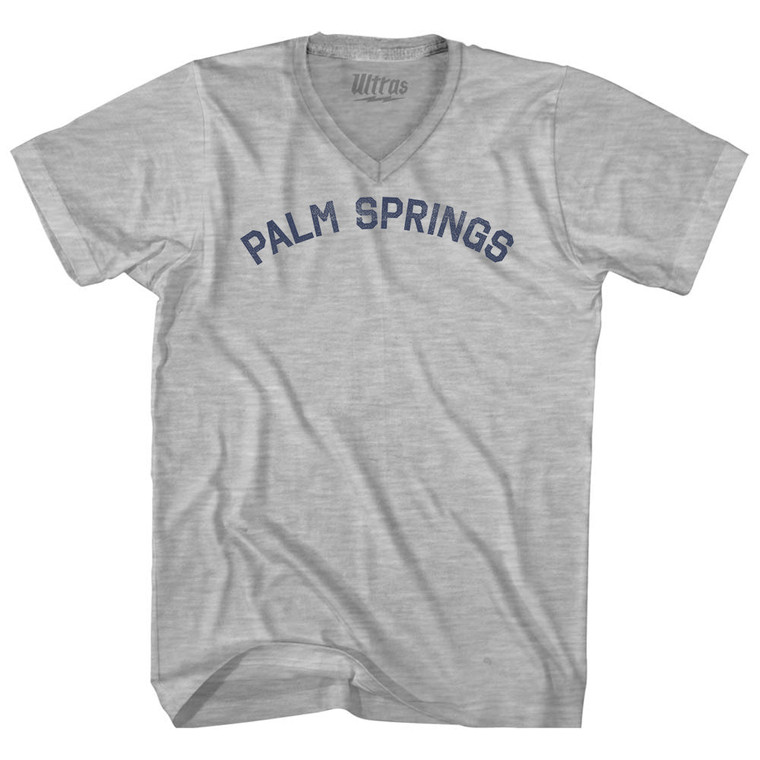 Palm Springs Adult Cotton V-neck T-shirt - Grey Heather