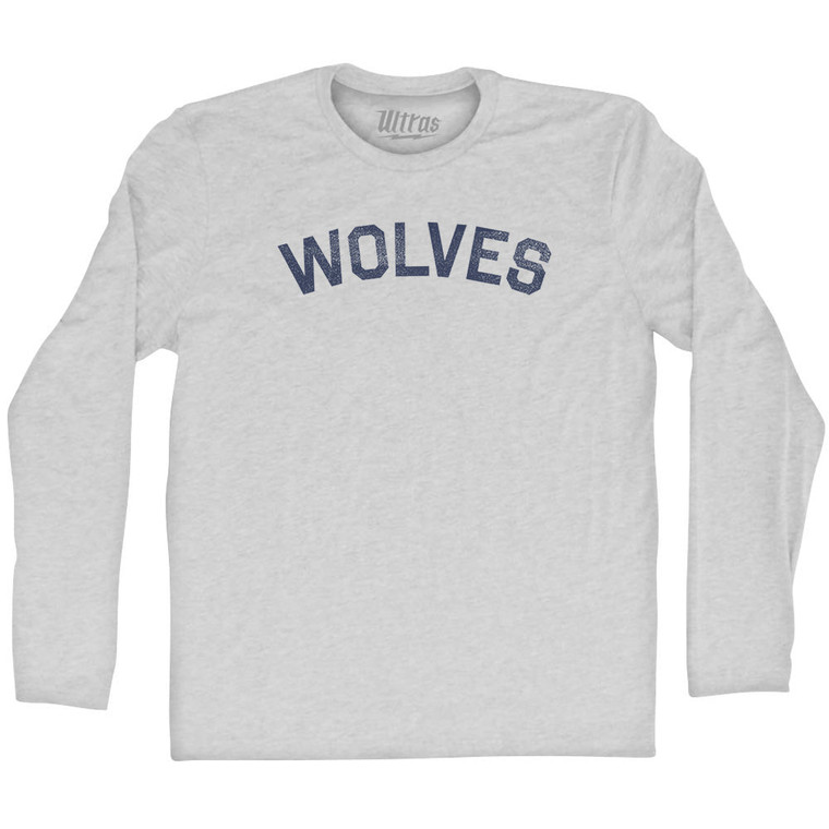 Wolves Adult Cotton Long Sleeve T-shirt - Grey Heather
