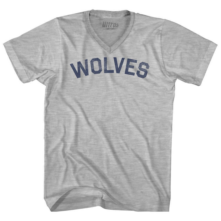Wolves Adult Cotton V-neck T-shirt - Grey Heather