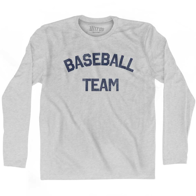 Baseball Team Adult Cotton Long Sleeve T-shirt - Grey Heather