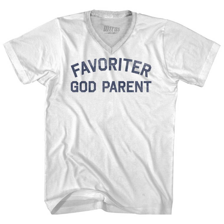 Favorite God Parent Adult Tri-Blend V-neck T-shirt - White