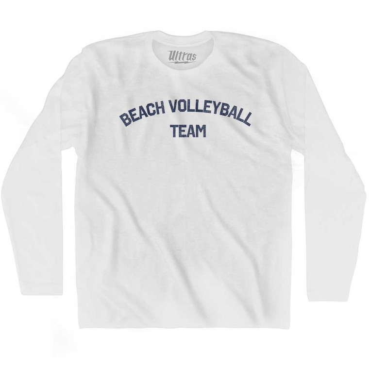 Beach Volleyball Team Adult Cotton Long Sleeve T-shirt - White