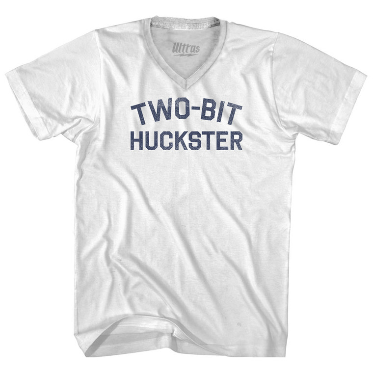 Two-Bit Huckster Adult Tri-Blend V-neck T-shirt - White