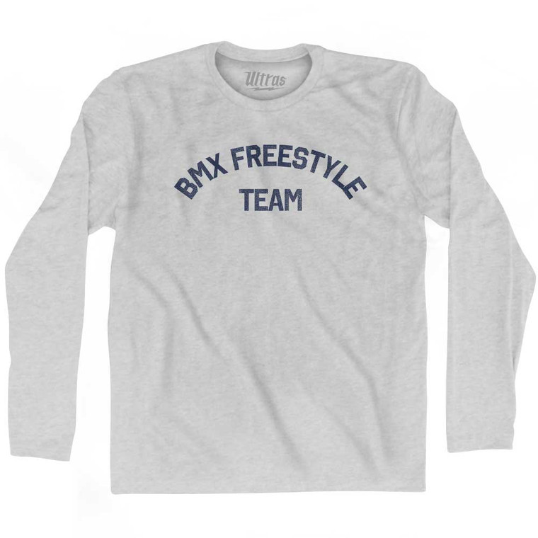 BMX Freestyle Team Adult Cotton Long Sleeve T-shirt - Grey Heather