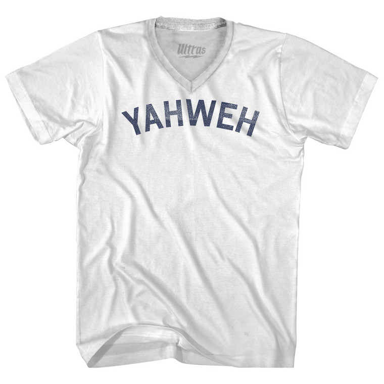 Yahweh Adult Tri-Blend V-neck T-shirt - White