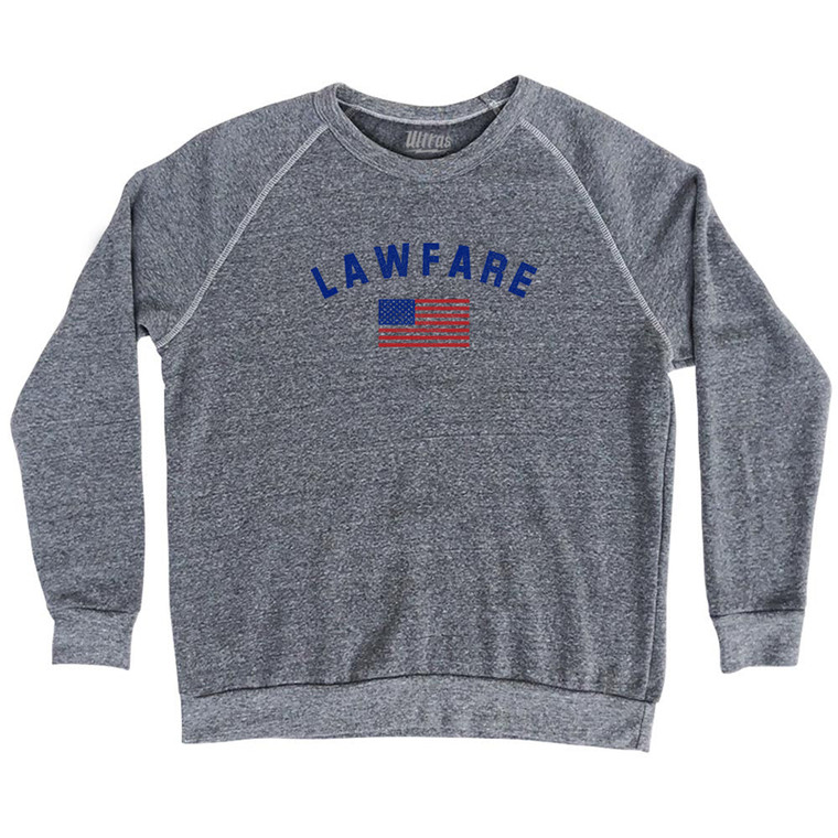 Lawfare American Flag Adult Tri-Blend Sweatshirt Athletic Grey