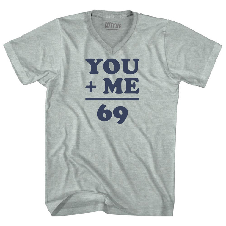 69 Math Equation Adult Tri-Blend V-neck T-shirt Athletic Cool Grey