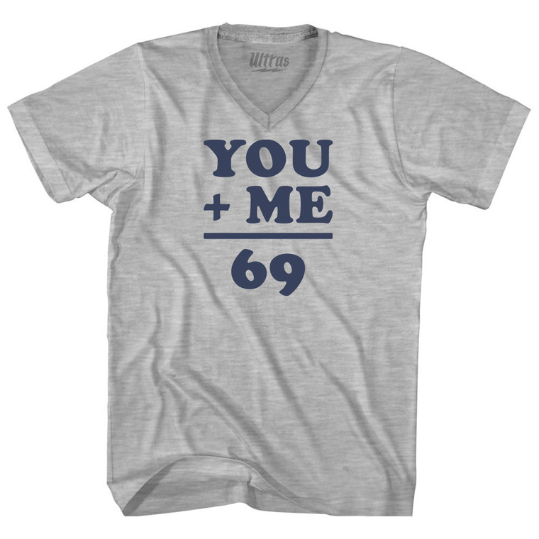 69 Math Equation Adult Cotton V-neck T-shirt Grey Heather