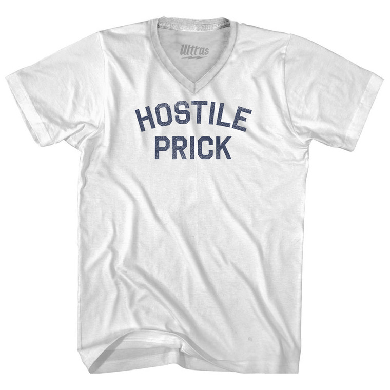 Hostile Prick Adult Tri-Blend V-neck T-shirt - White