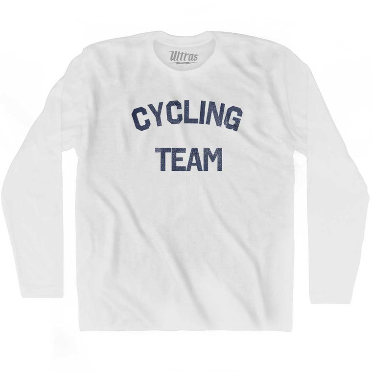 Cycling Team Adult Cotton Long Sleeve T-shirt - White