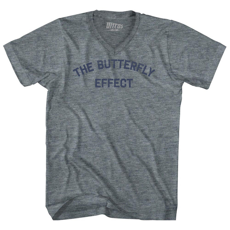 The Butterfly Effect Adult Tri-Blend V-neck T-shirt - Athletic Grey
