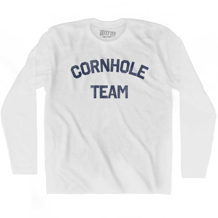 Cornhole Team Adult Cotton Long Sleeve T-shirt - White