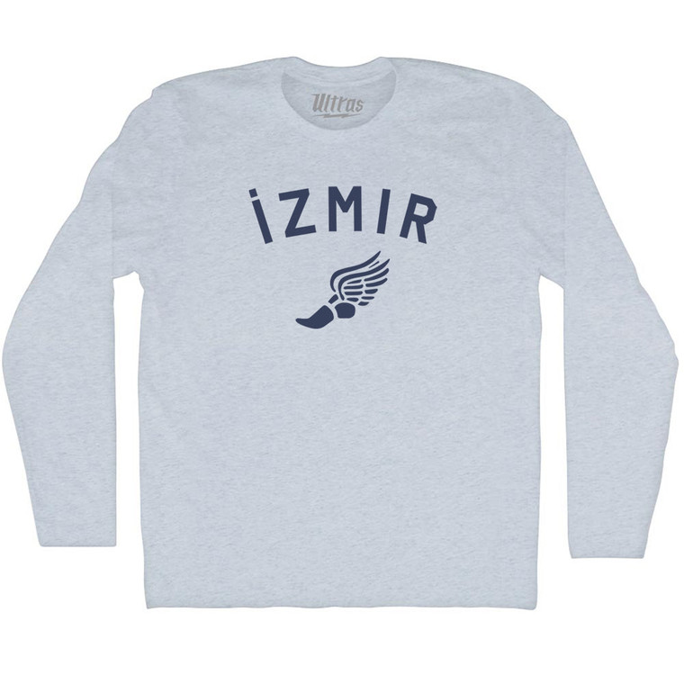 Izmir Running Track Winged Foot Adult Tri-Blend Long Sleeve T-shirt - Athletic White