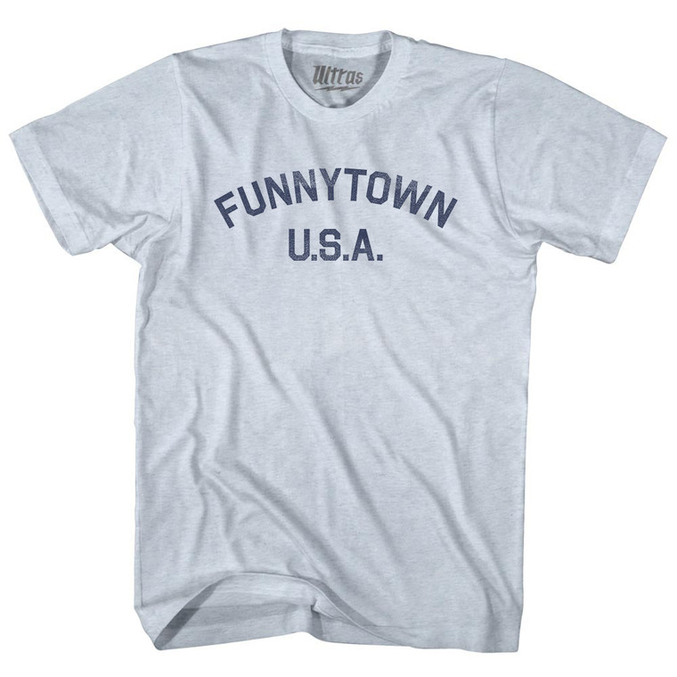FUNNYTOWN U.S.A Adult Tri-Blend T-shirt - Athletic White