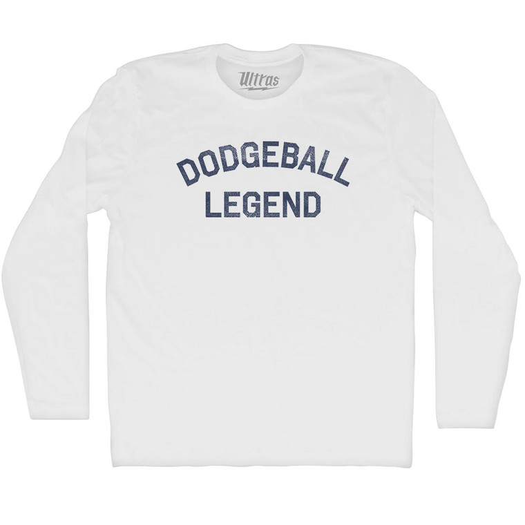 Dodgeball Legend Adult Cotton Long Sleeve T-shirt - White