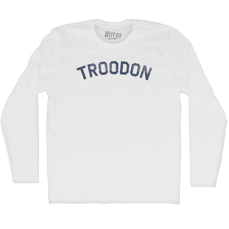 Troodon Adult Cotton Long Sleeve T-shirt - White