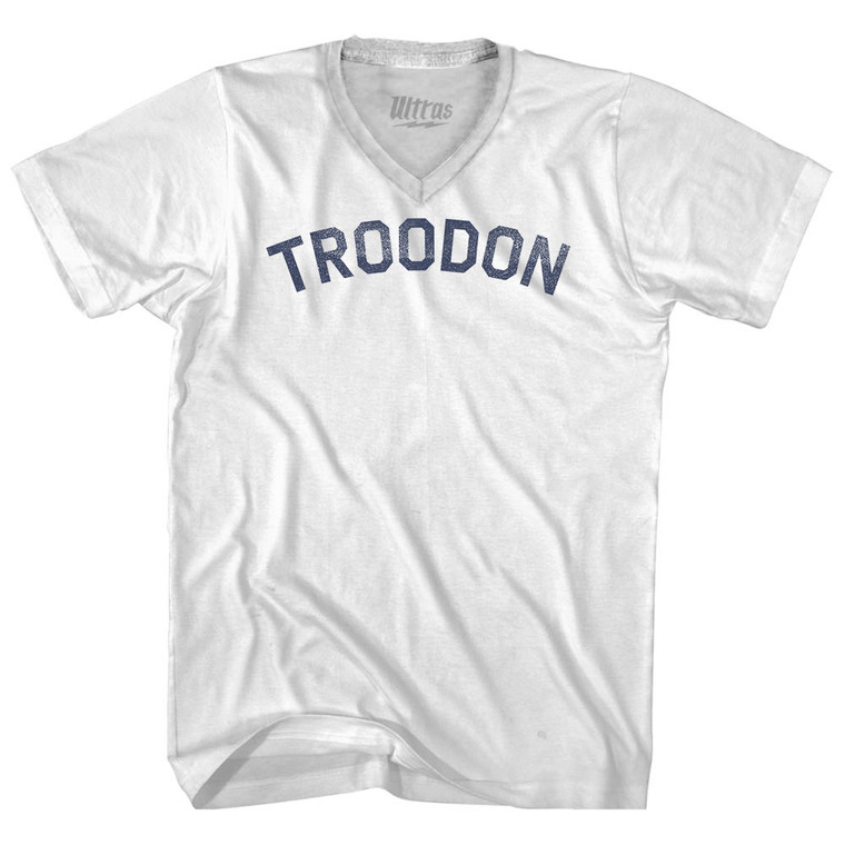 Troodon Adult Tri-Blend V-neck T-shirt - White