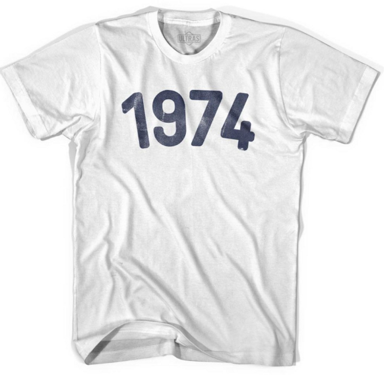 WOMEN MEDIUM- 1974 Year Celebration Womens Cotton T-shirt - White- Final Sale F8