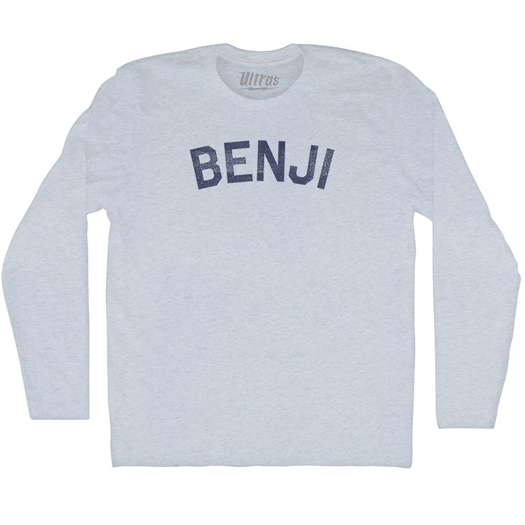 Benji Adult Tri-Blend Long Sleeve T-shirt - Athletic White