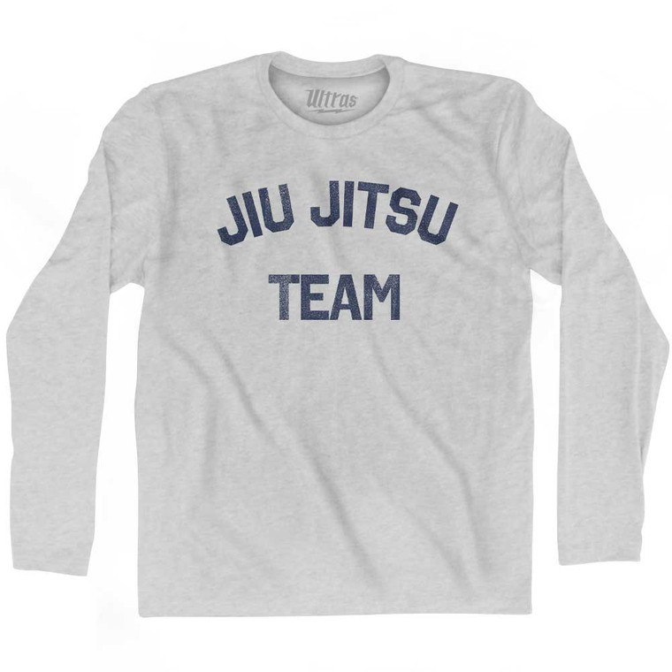 Jiu Jitsu Team Adult Cotton Long Sleeve T-shirt - Grey Heather