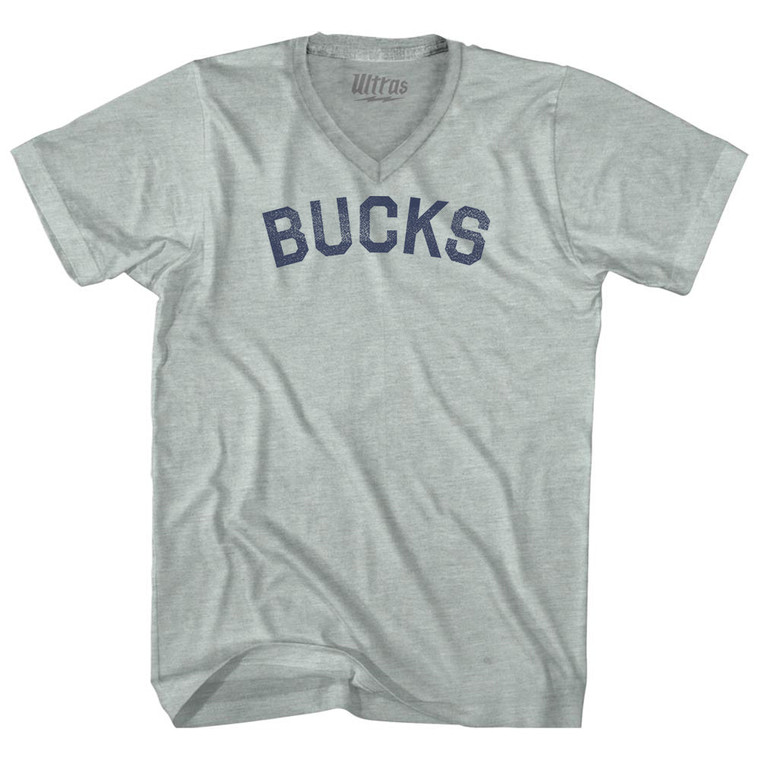 Bucks Adult Tri-Blend V-neck T-shirt - Athletic Cool Grey