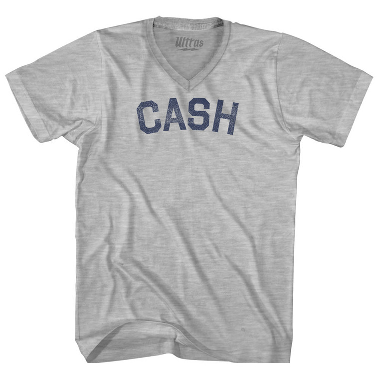 Cash Adult Cotton V-neck T-shirt - Grey Heather