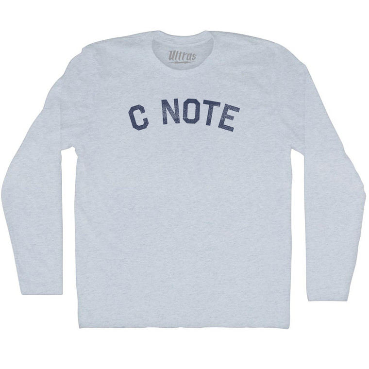 C Note Adult Tri-Blend Long Sleeve T-shirt - Athletic White