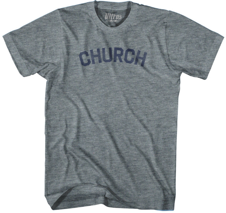 ADULT SMALL- CHURCH Adult Tri-Blend T-shirt - Athletic Grey- Final Sale Z33