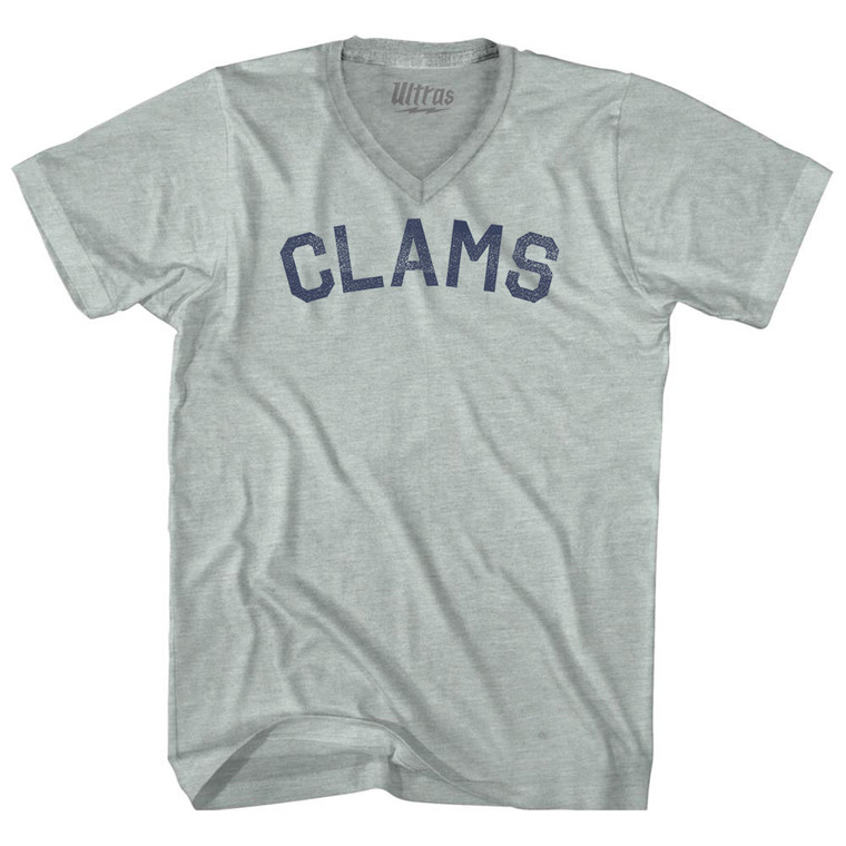 Clams Adult Tri-Blend V-neck T-shirt - Athletic Cool Grey