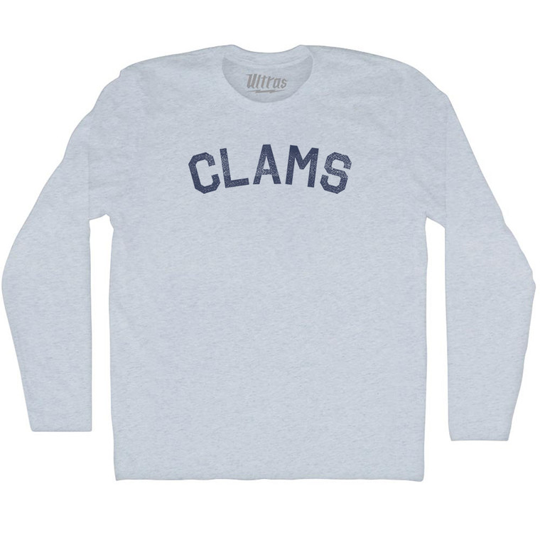 Clams Adult Tri-Blend Long Sleeve T-shirt - Athletic White