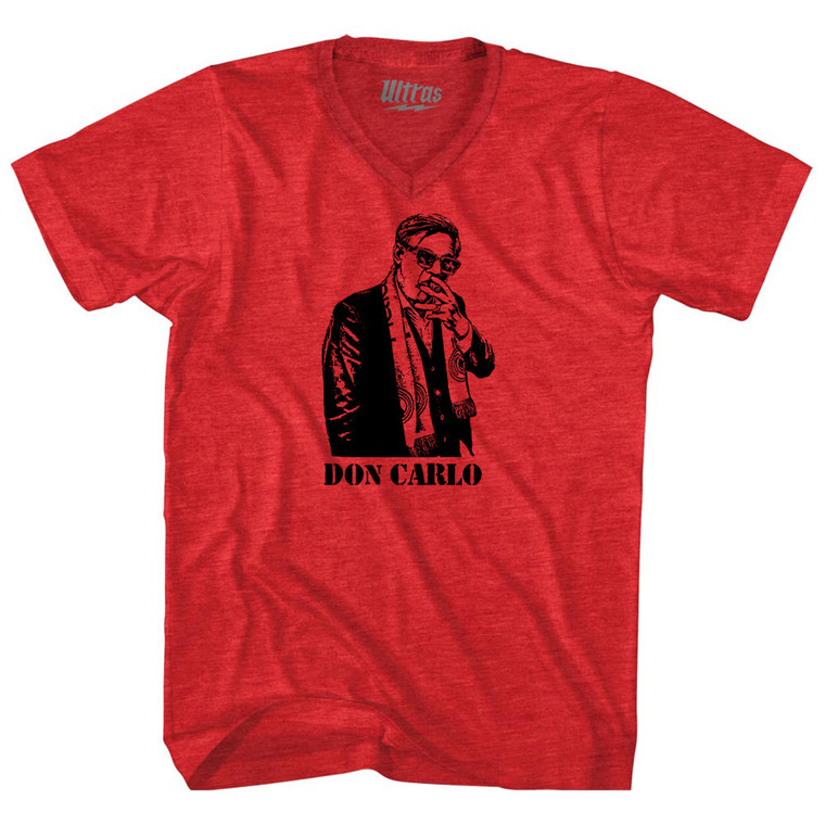 Don Carlo Ancelotti Italian Madrid Football Soccer Manager -Adult Tri-Blend V-neck T-shirt - Athletic Red