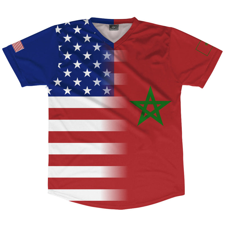 American Flag And Morocco Flag Combination Soccer Jersey Made In USA
