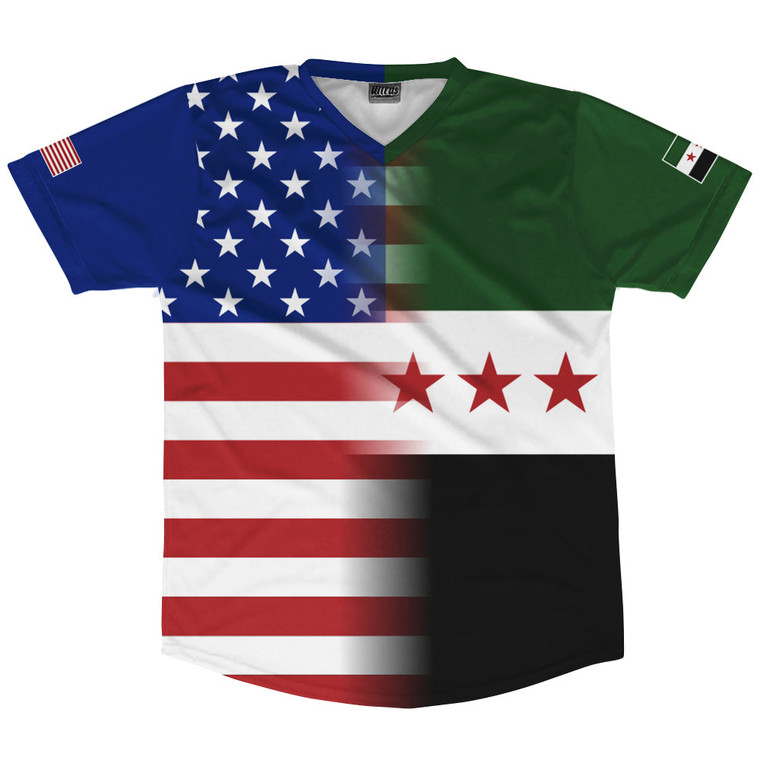 American Flag And Syria Flag Combination Soccer Jersey Made In USA American Flag And Syria Flag Combination Soccer Jersey Made In USA