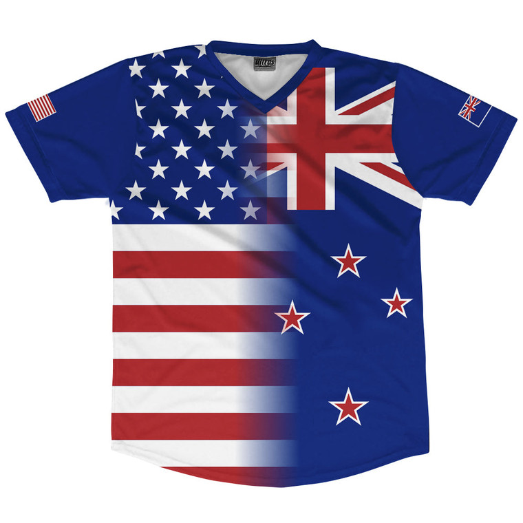 American Flag And New Zealand Flag Combination Soccer Jersey Made In USA