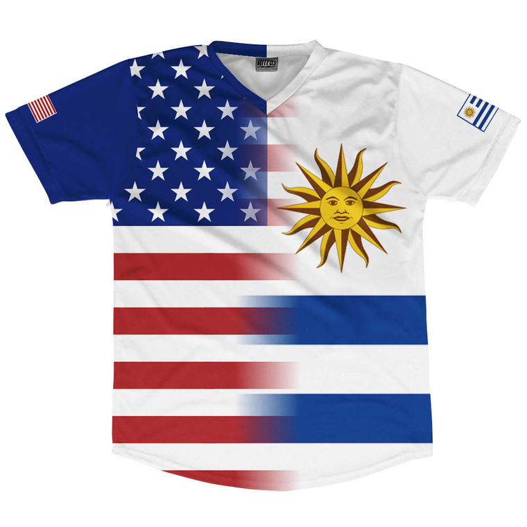 American Flag And Uruguay Flag Combination Soccer Jersey Made In USA