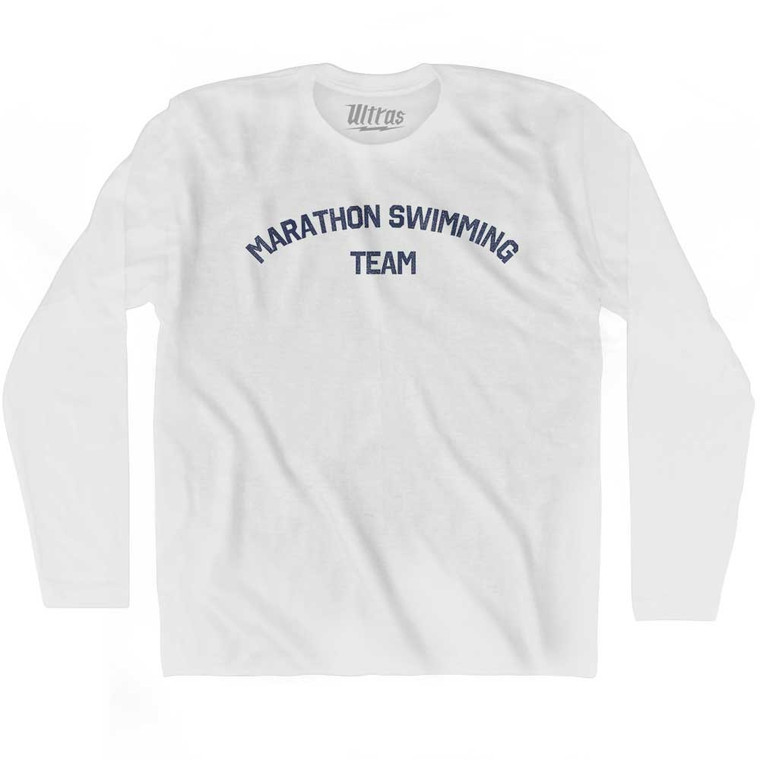 Marathon Swimming Team Adult Cotton Long Sleeve T-shirt - White
